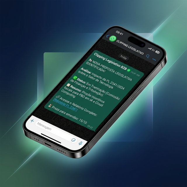 WhatsLegis demonstrado na tela do celular